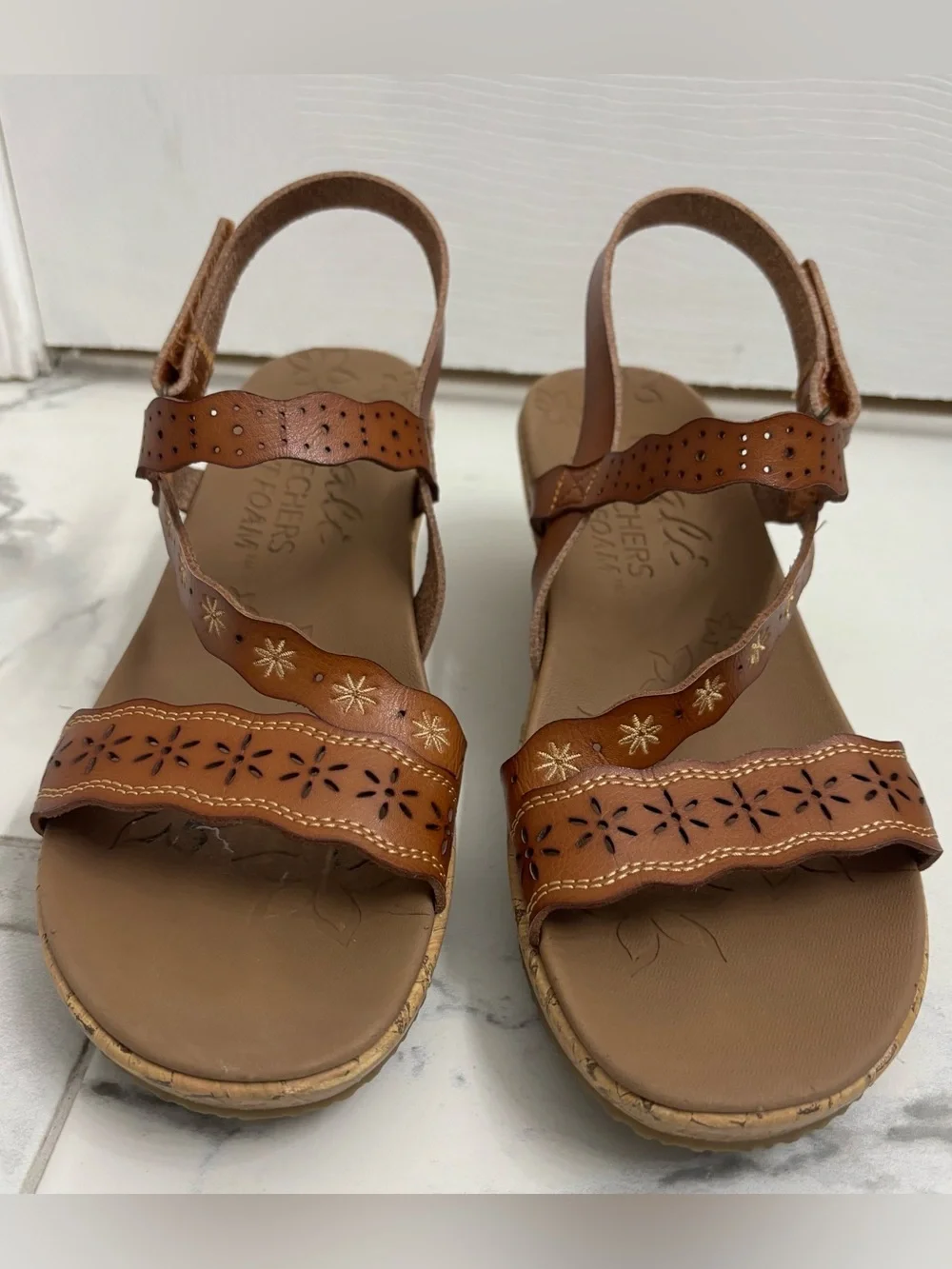 Skechers Cali Wedge Sandals Womens 11 Strappy Brown